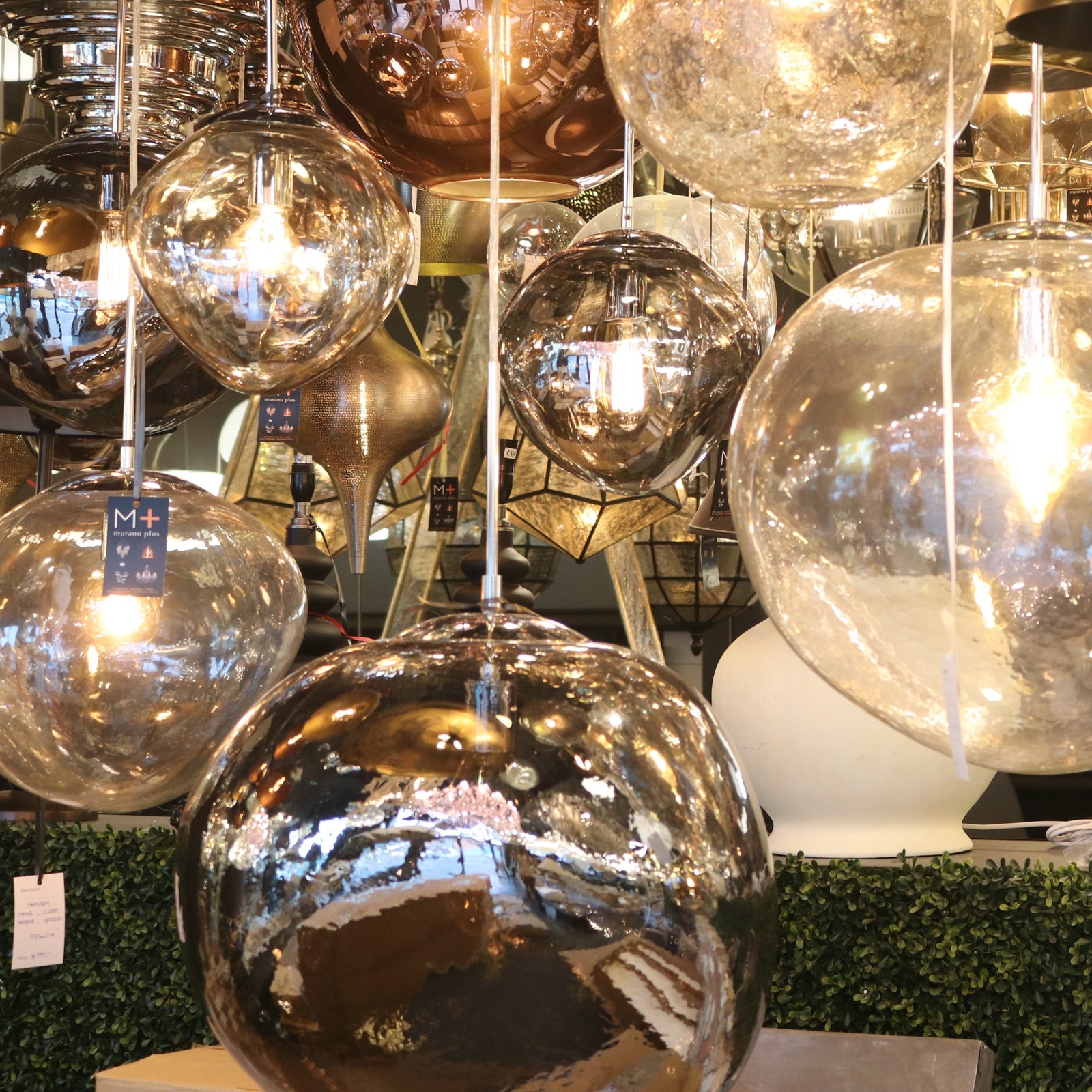 Our hand-cast glass Smelten pendants