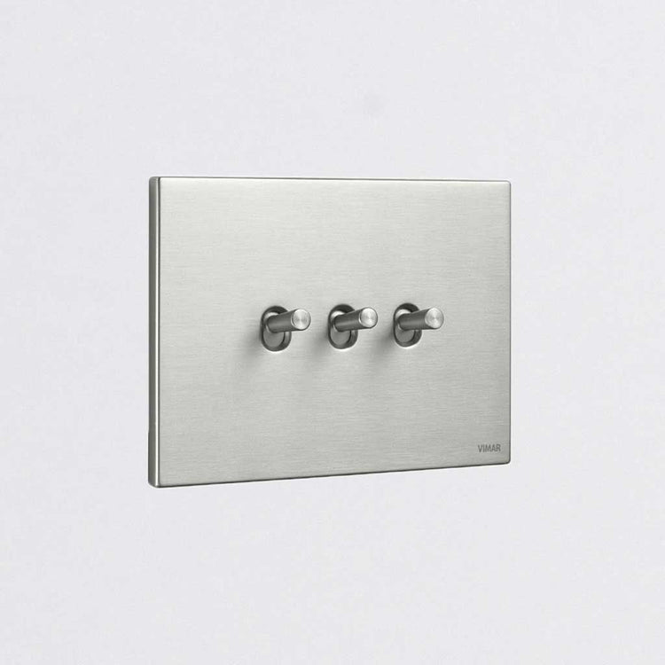 Vimar Eikon Vintage Metal 3 Gang Switch Silver - 10A