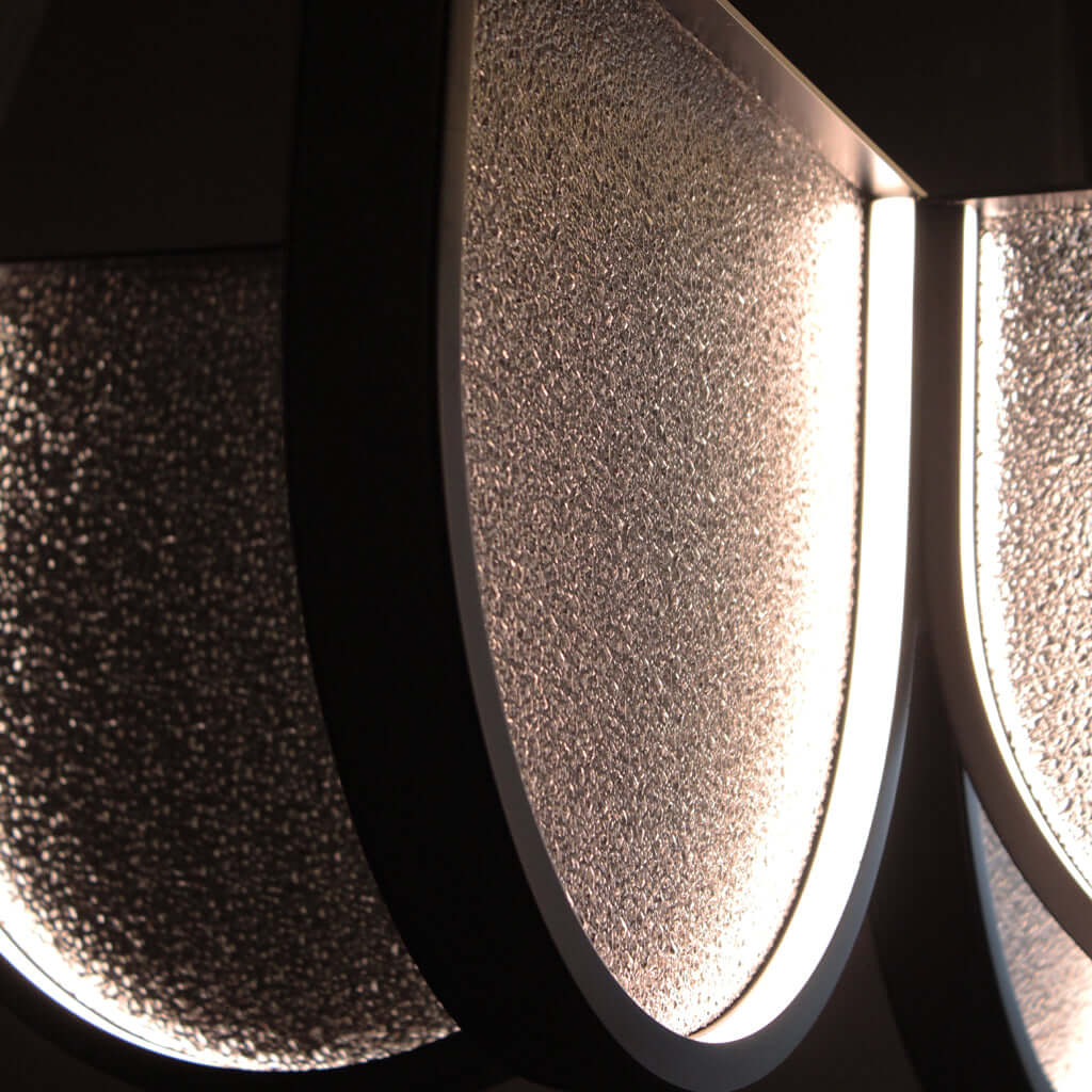 Close-up of a textured glass pendant light