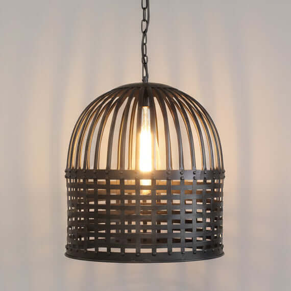 Rustic black metal pendant light