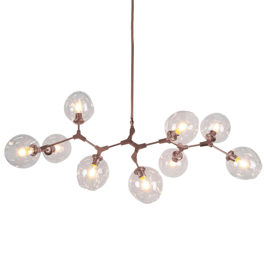 Modern chandelier with multiple glass bulbs on a white background