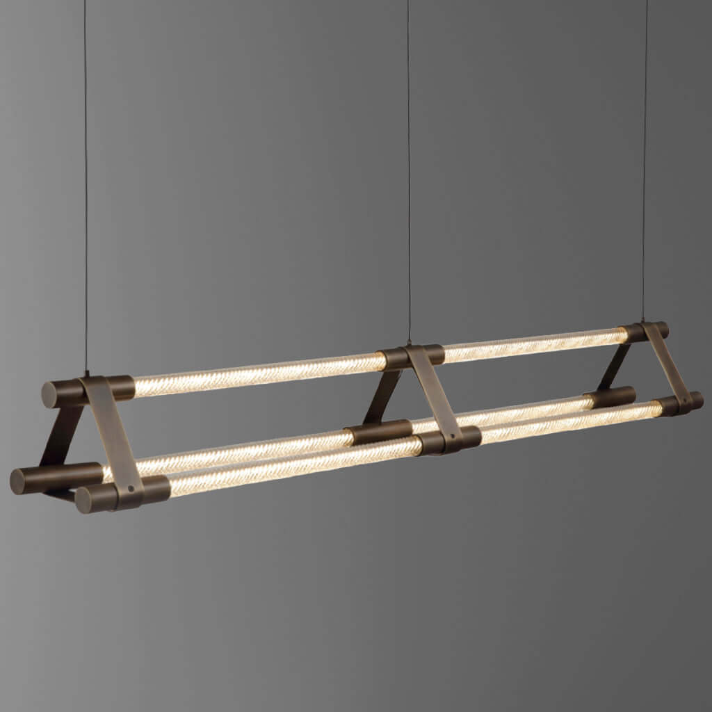 Modern pendant light fixture on a gray background