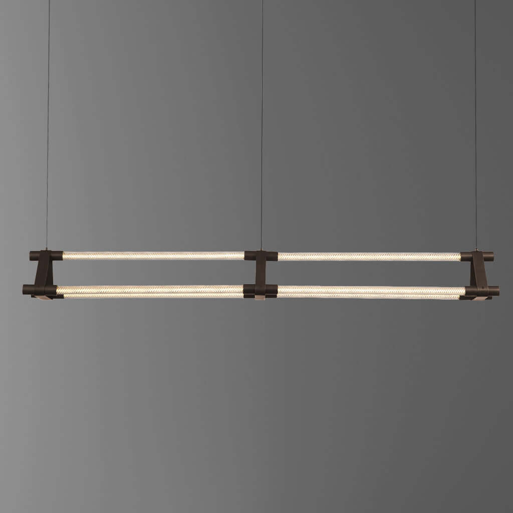 Modern pendant light fixture on a gray background