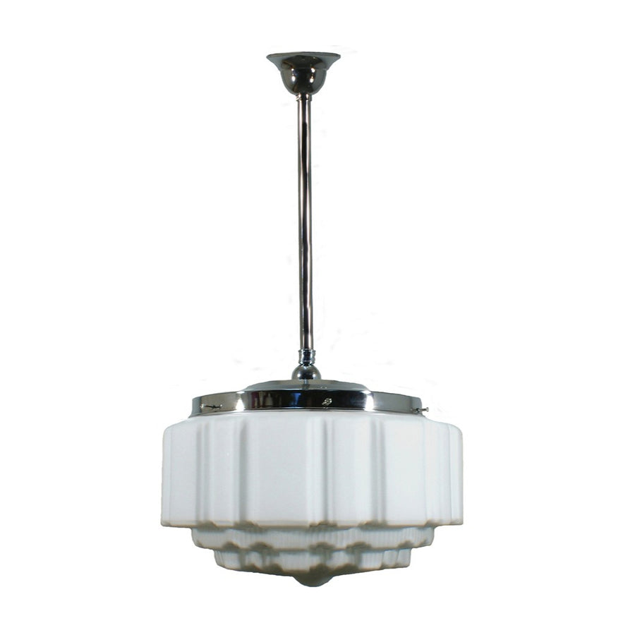 Art Deco white glass pendant light