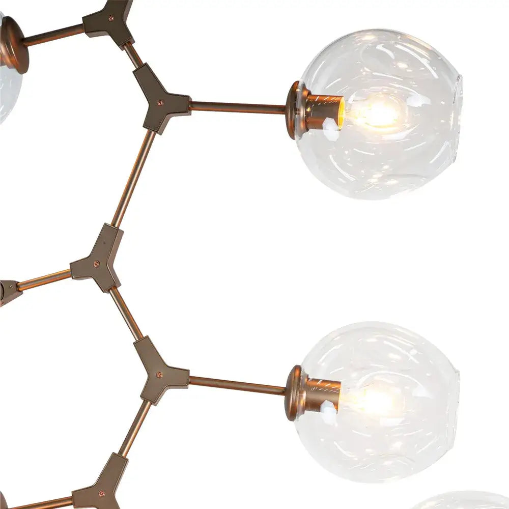Modern chandelier with multiple glass bulbs on a dark background