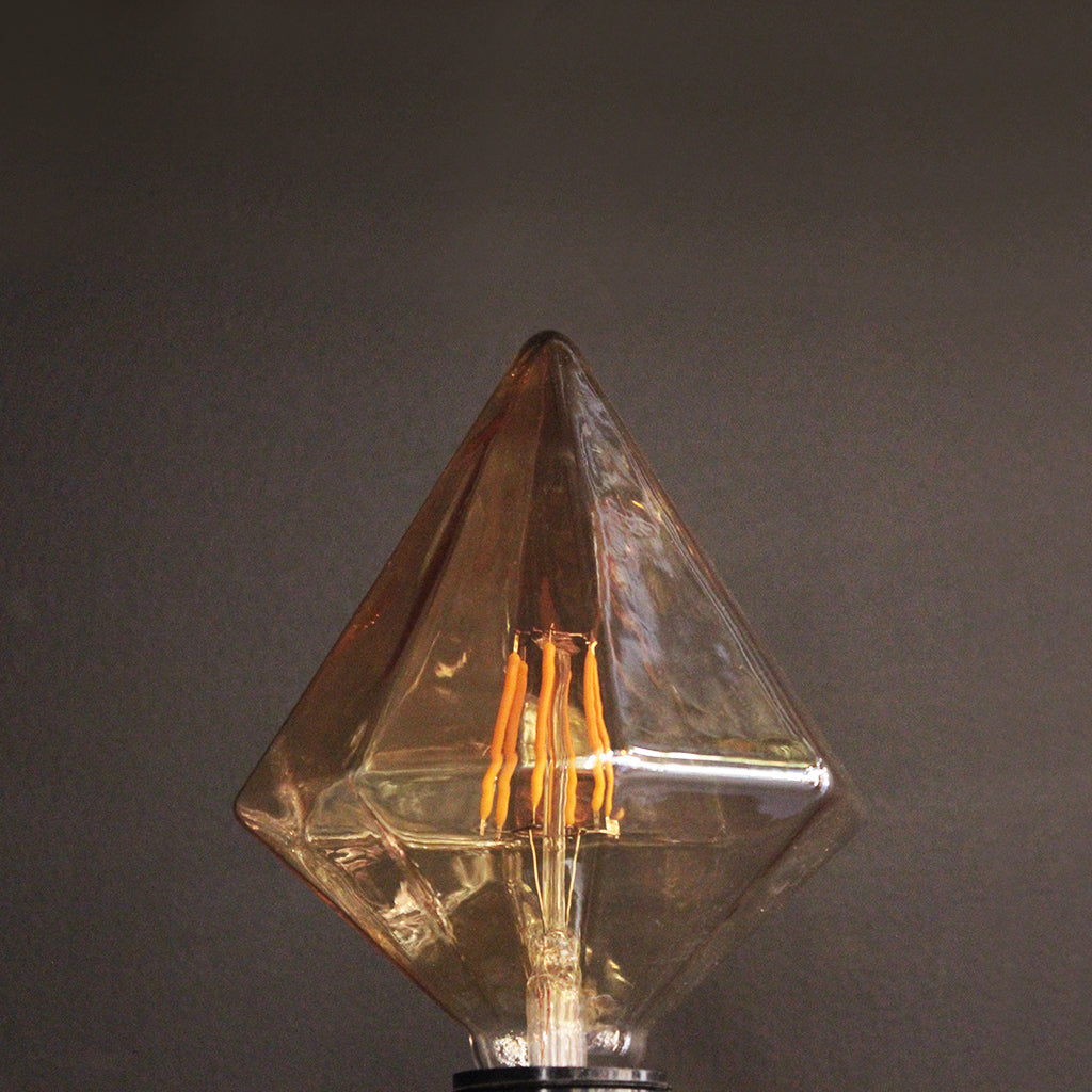 Diamond Amber Glass 6W Warm White LED E27 Light Bulb