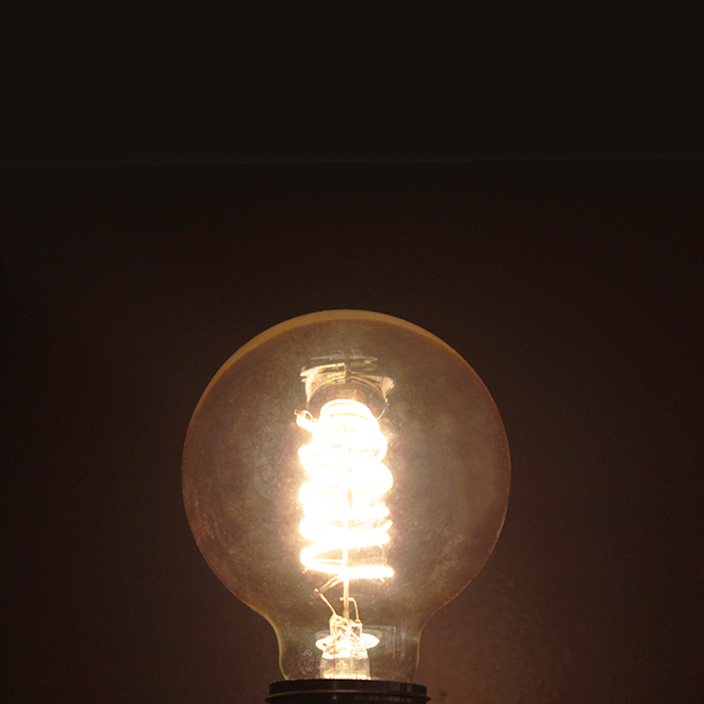 G80 Amber Glass Spiral Filament 4W 3000K Dimmable E27 Light Bulb