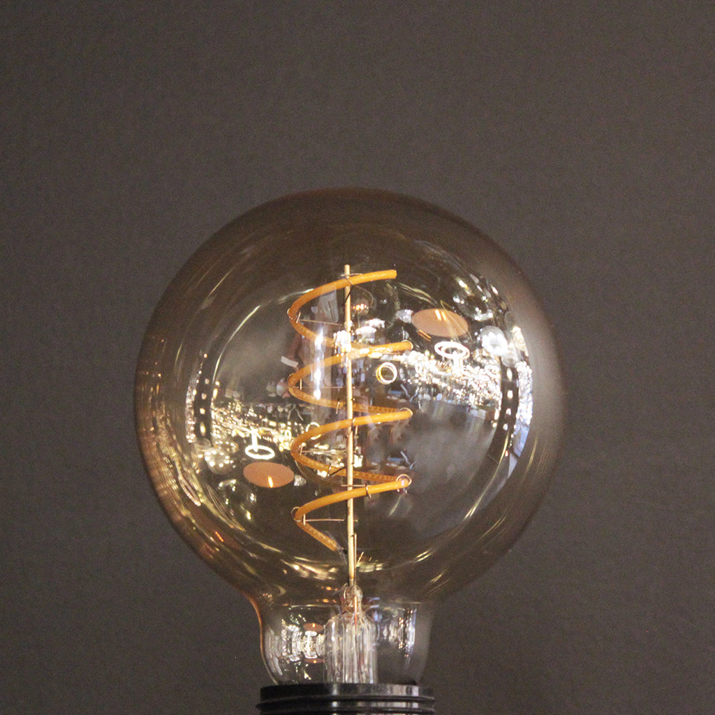 G95 Amber Glass Spiral Filament 4W 3000K Dimmable E27 Light Bulb