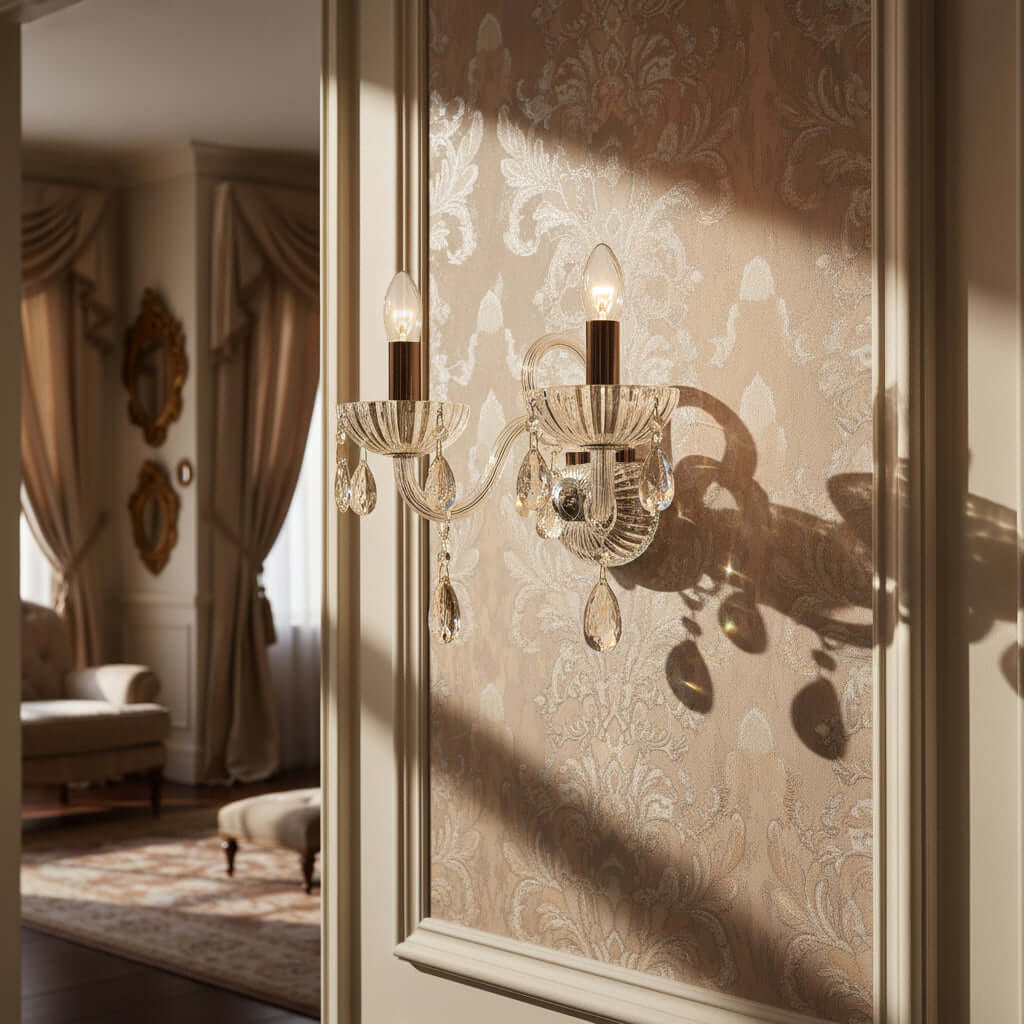 Hera Double Wall Light - Antique Brass/Champagne