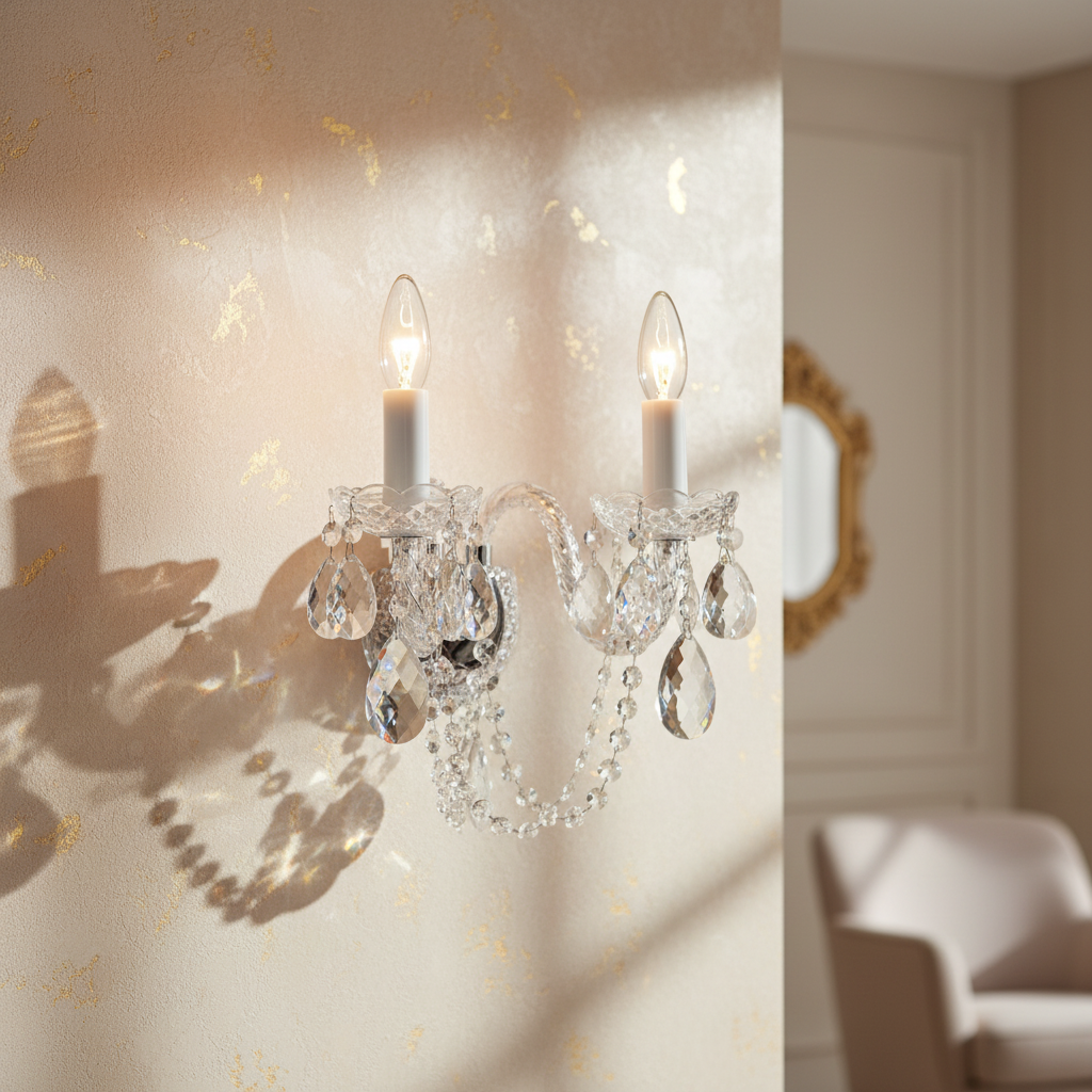 Chandelier style crystal wall sconce light