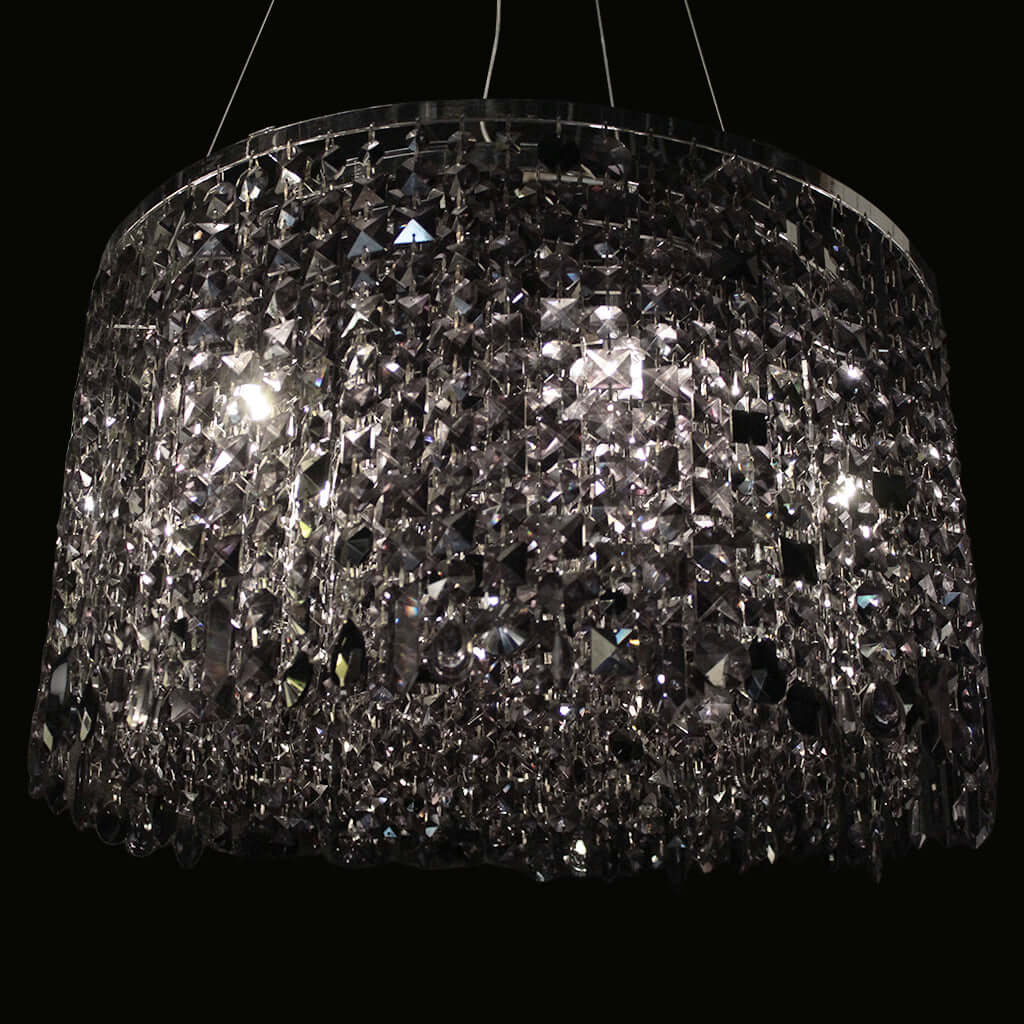 Black crystal chandelier with a black background