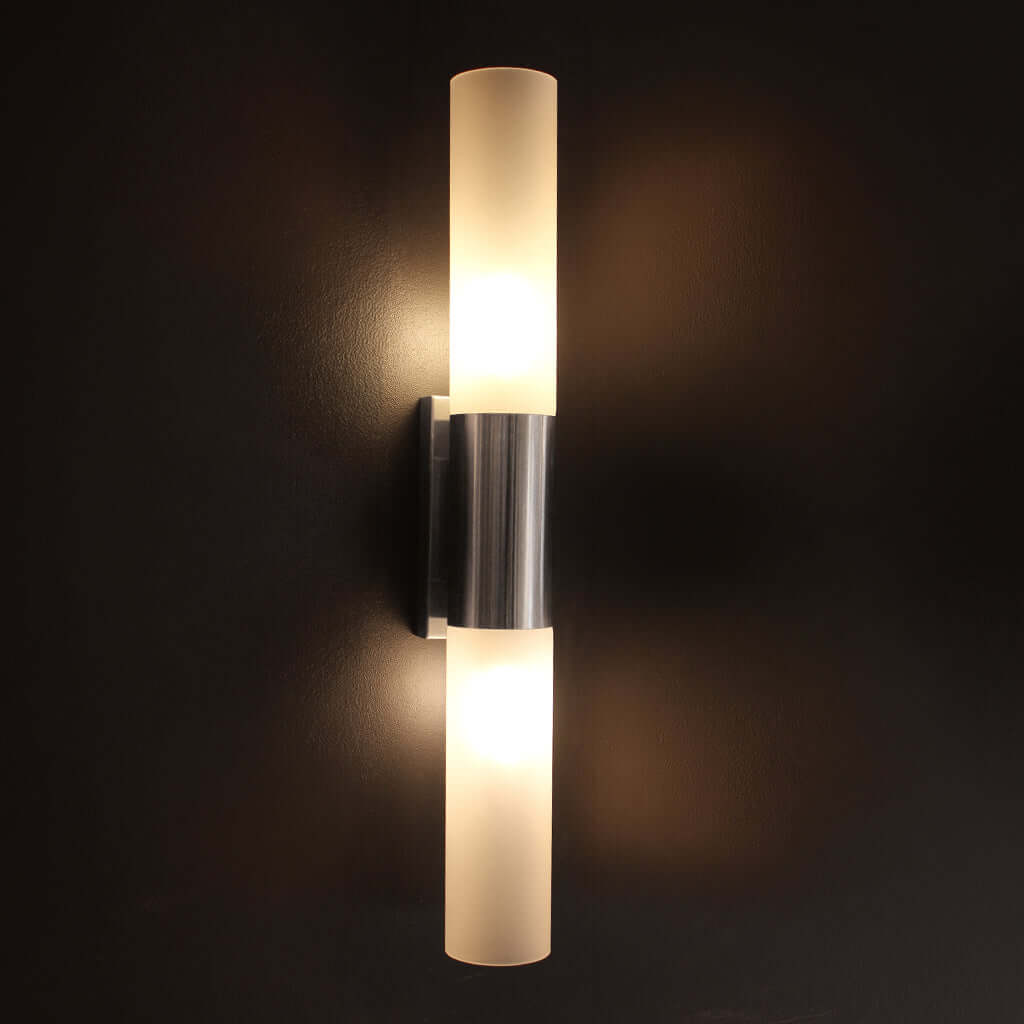 Nickel and white glass wall light