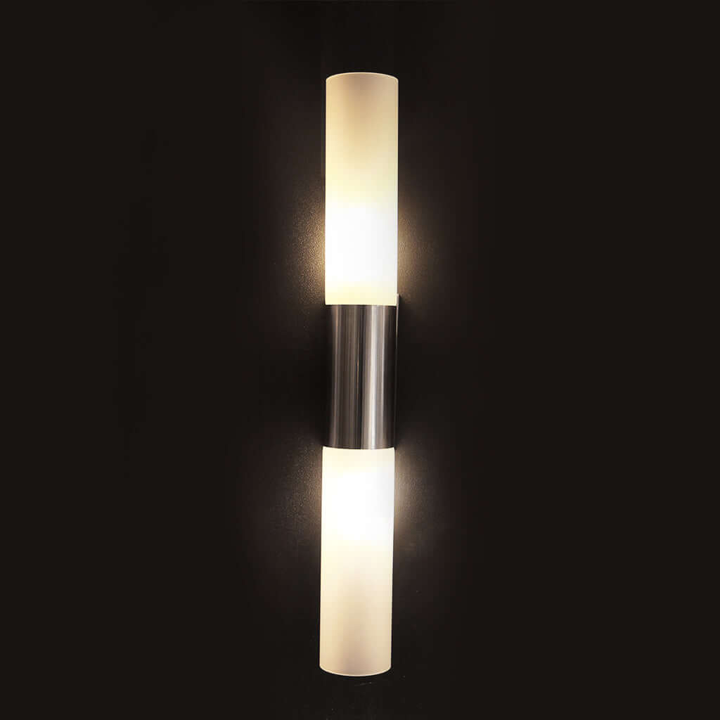 Nickel and white glass wall light