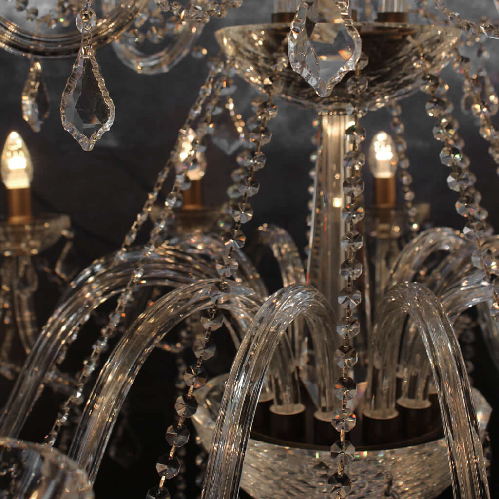 Clear crystal chandelier detail