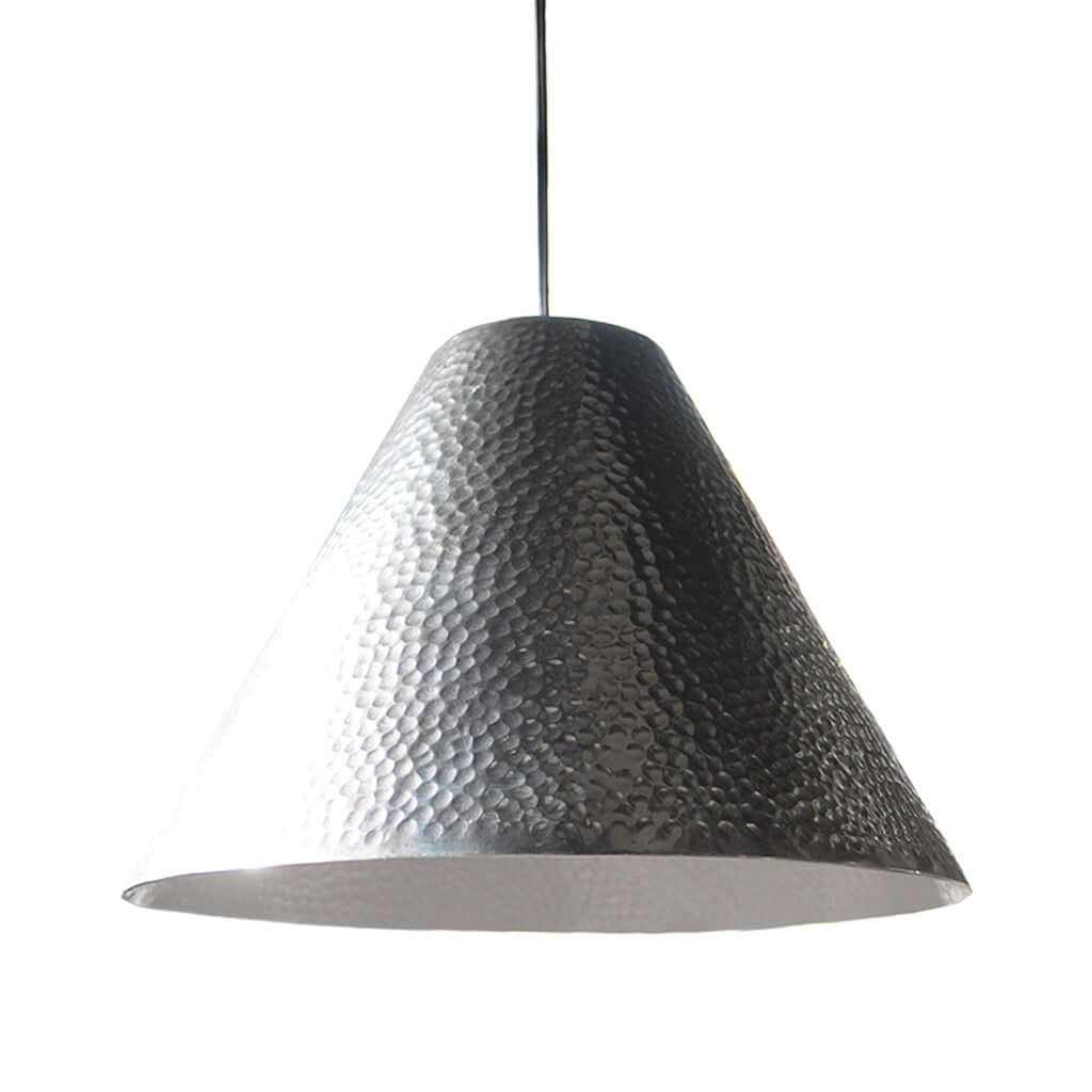 Textured pendant light on a white background