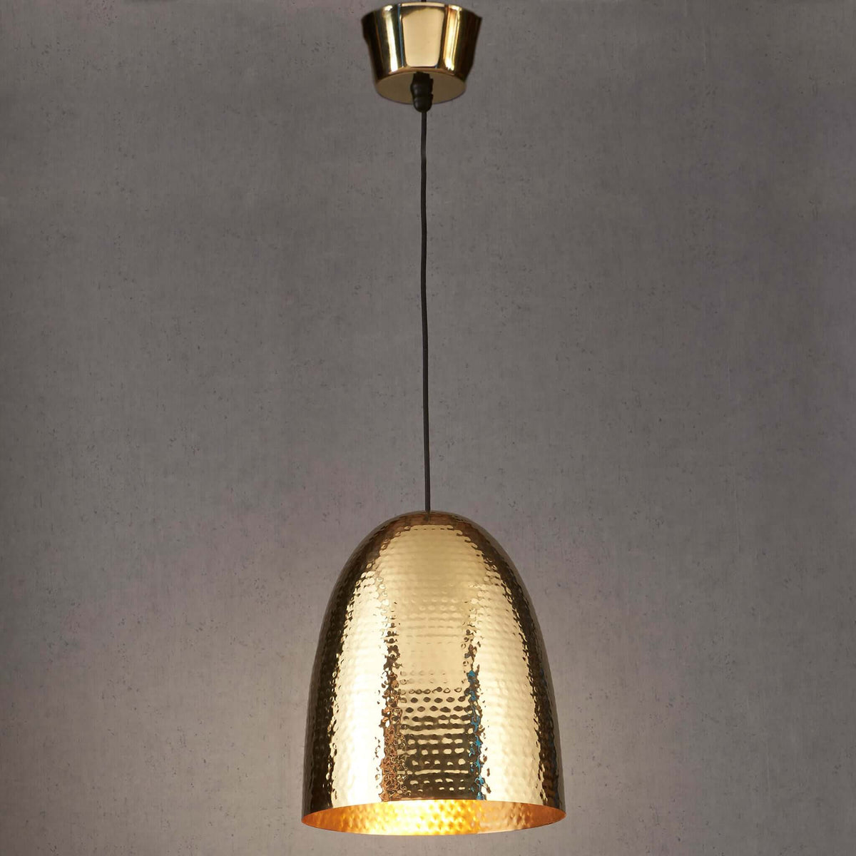 Handbeaten brass pendant light