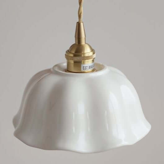 Rippled ceramic pendant light shade