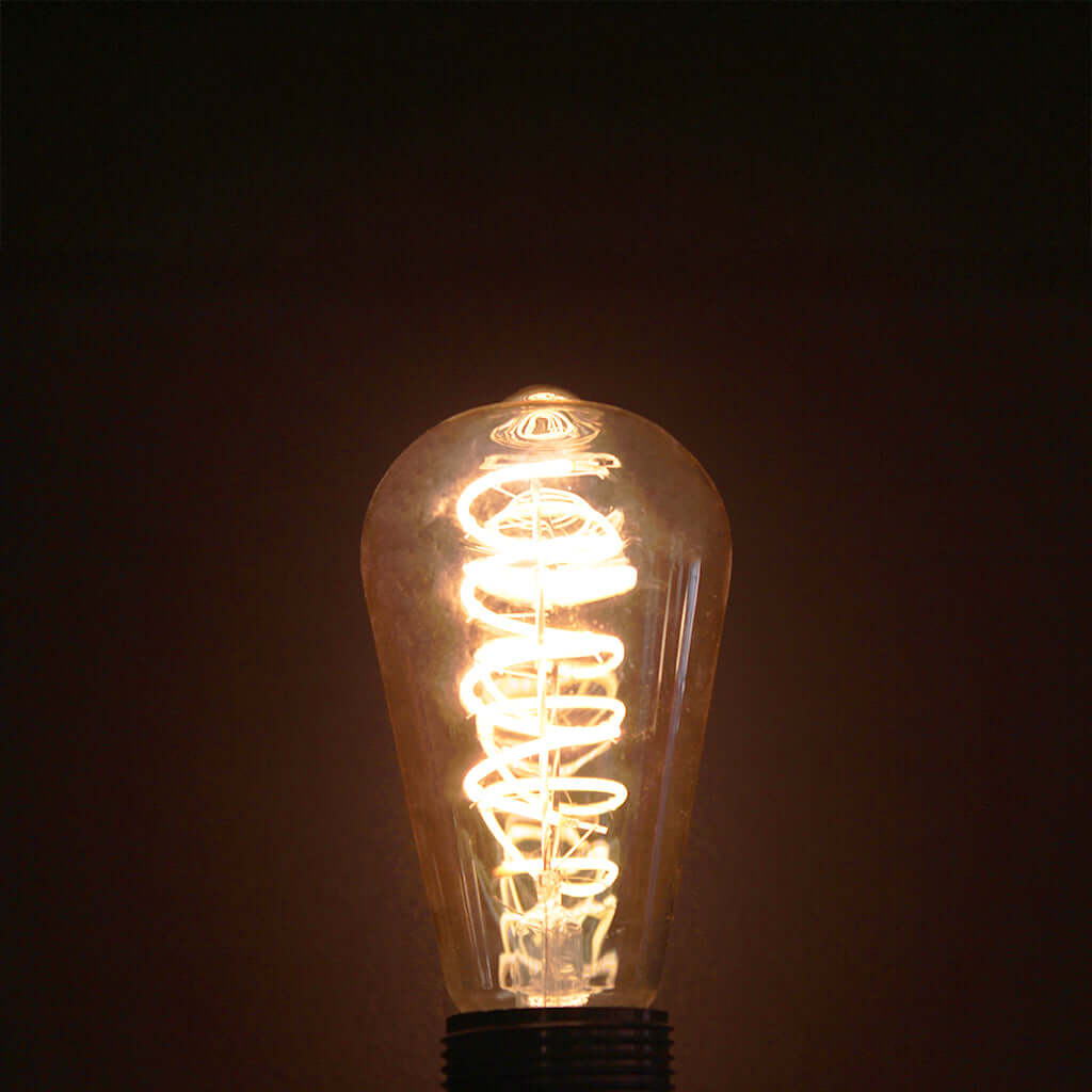 ST64 Amber Glass Spiral Filament 4W 2700K LED Dimmable E27 Light Bulb