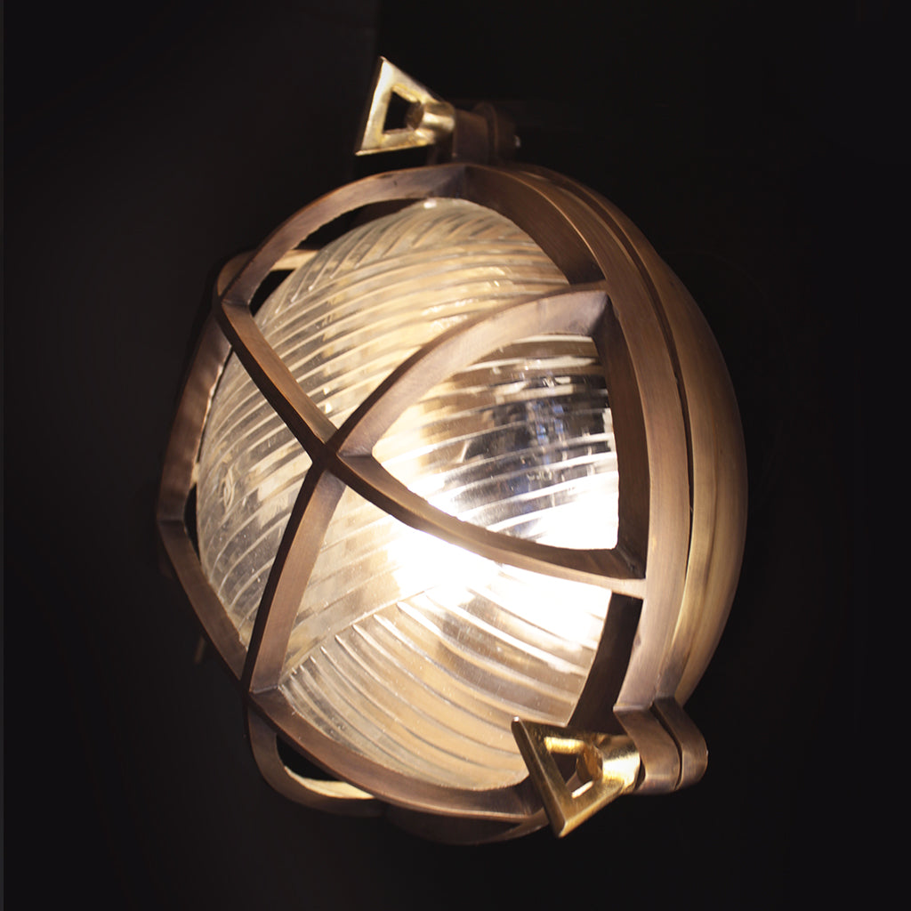 Brass round nautical wall sconce