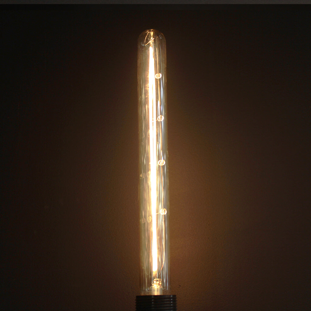 T30 Amber Glass Straight Filament 4W 2700K LED Dimmable E27 Light Bulb