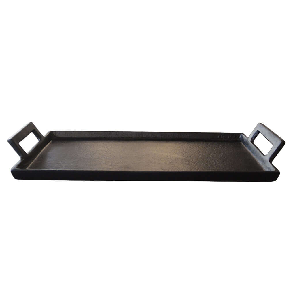 Long black metal tray