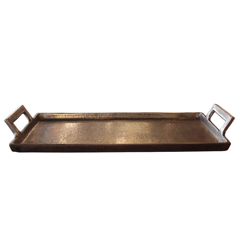 Bronze or brass tray on a white background