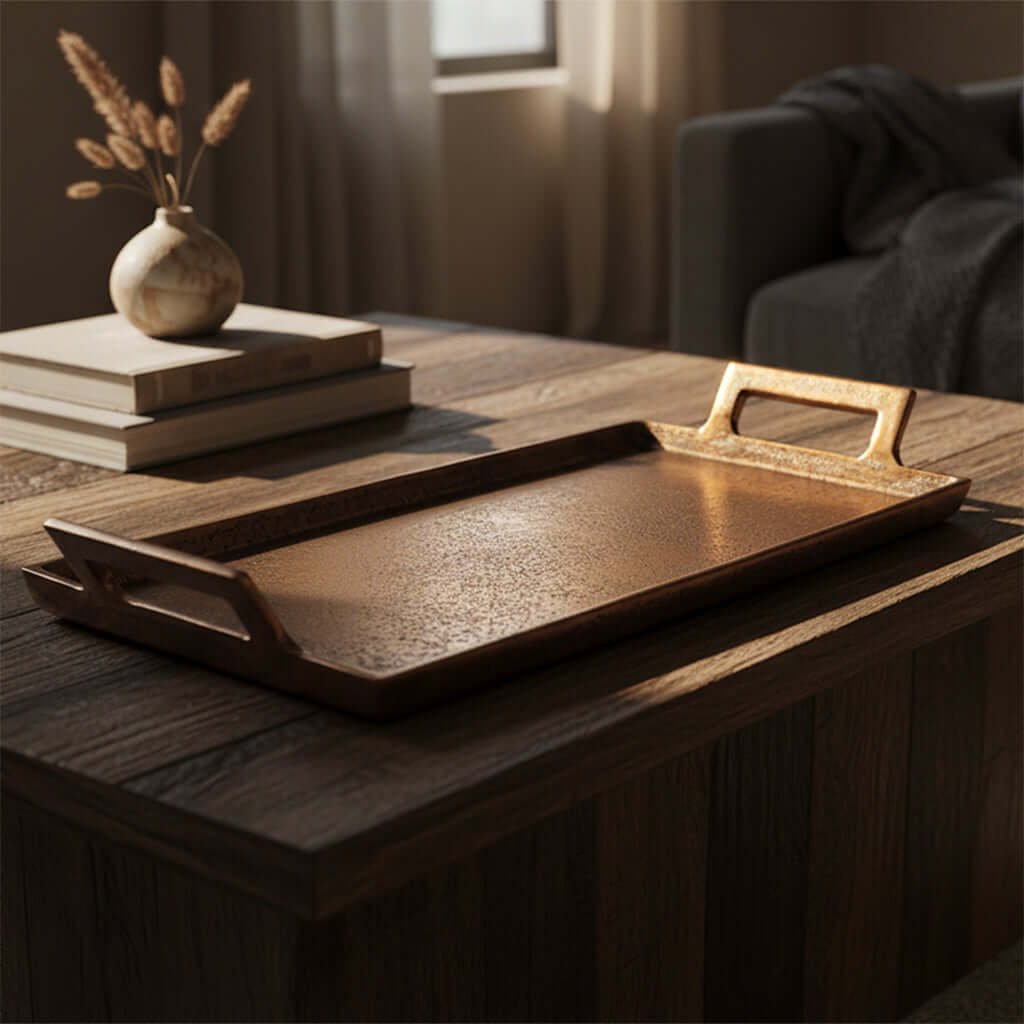 Thali Rectangular Platter Brass/Bronze