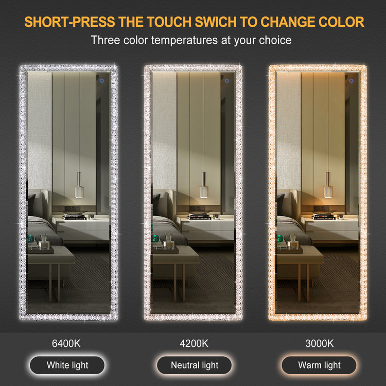 Sparkle Crystal LED Mirror Rectangle 1600 long