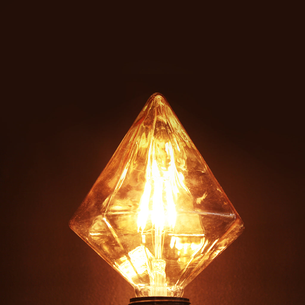 Diamond Amber Glass 6W Warm White LED E27 Light Bulb