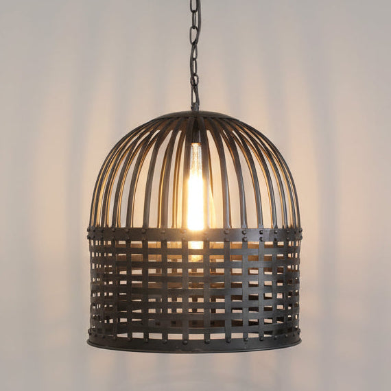 Rustic black metal pendant light