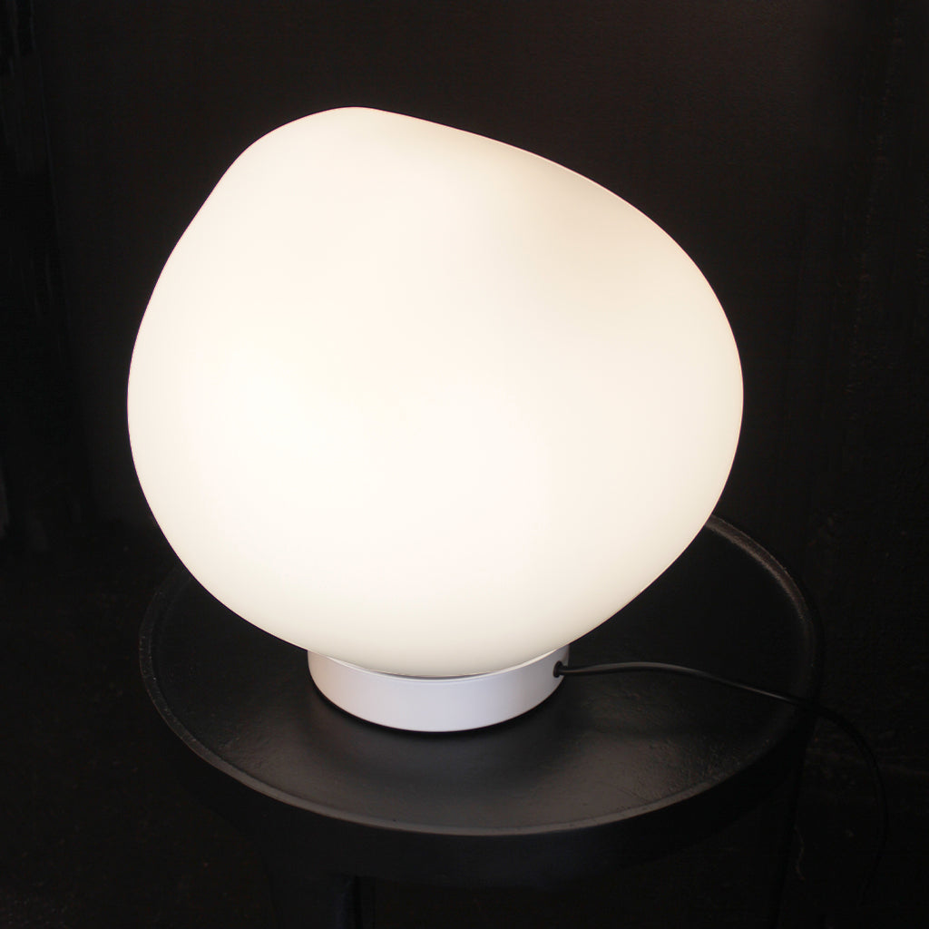 Organic handcast white glass table lamp