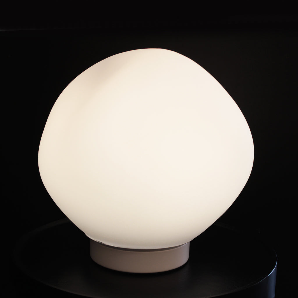 Organic handcast white glass table lamp