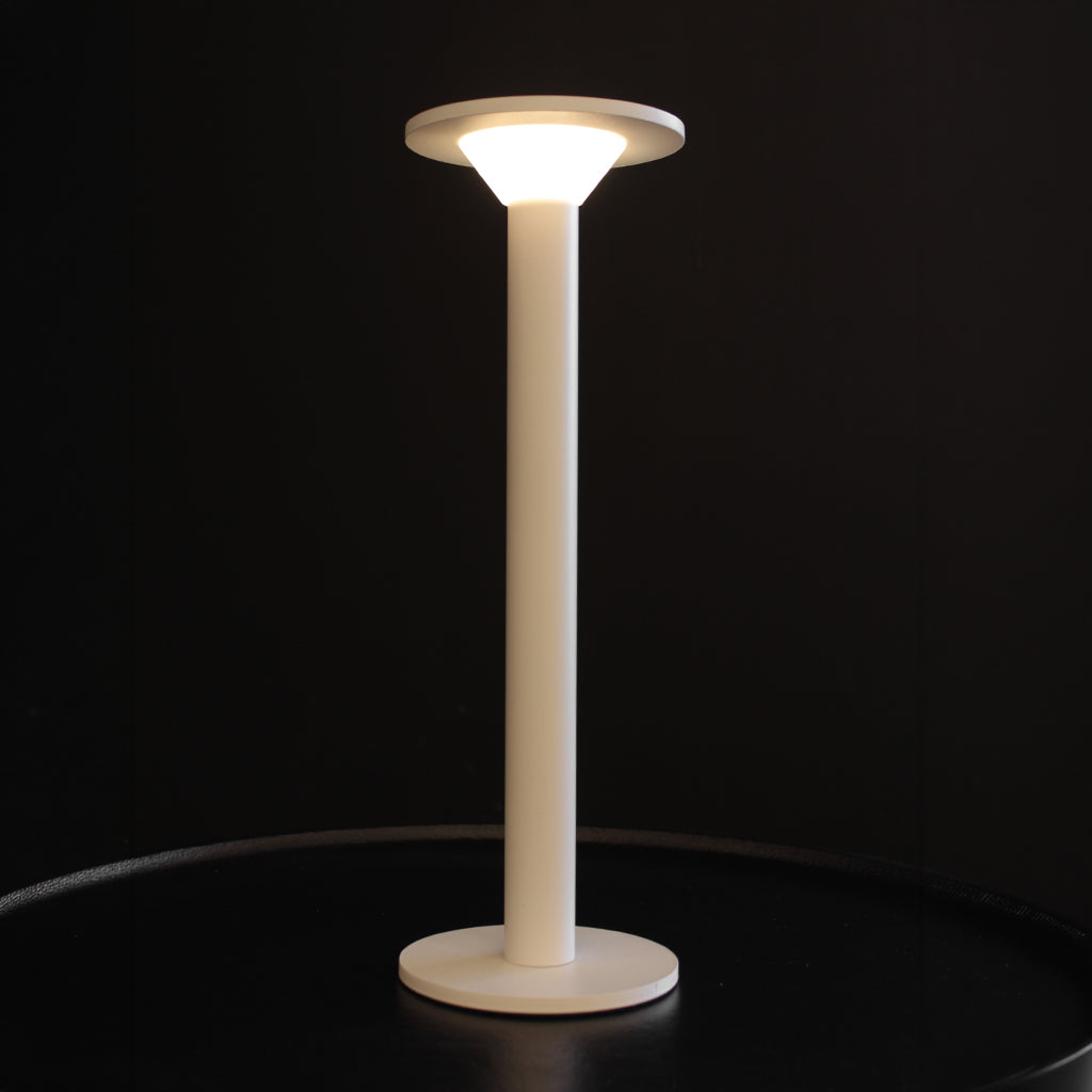 Matt white contemporary style rechargeable portable table lamp