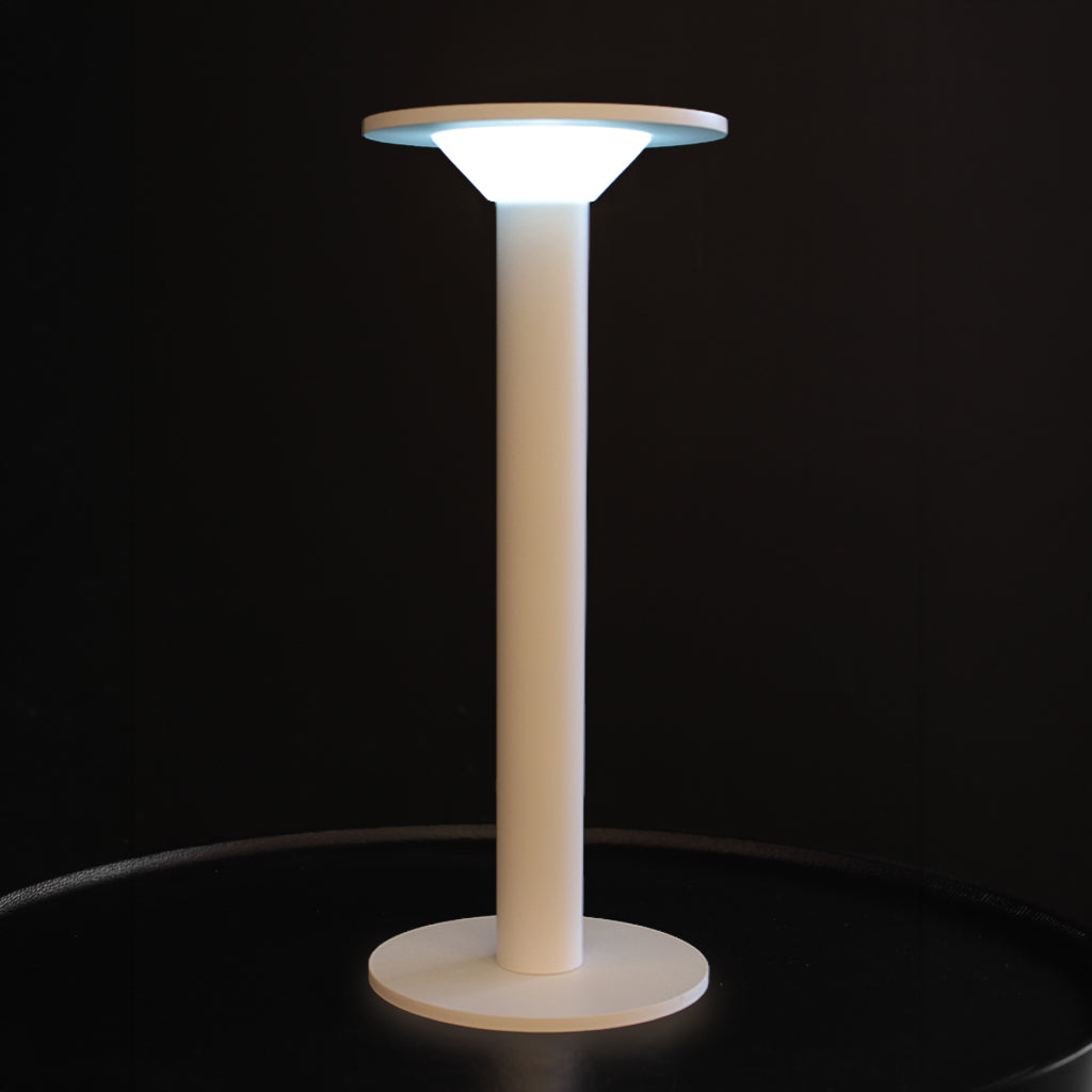 Matt white contemporary style rechargeable portable table lamp