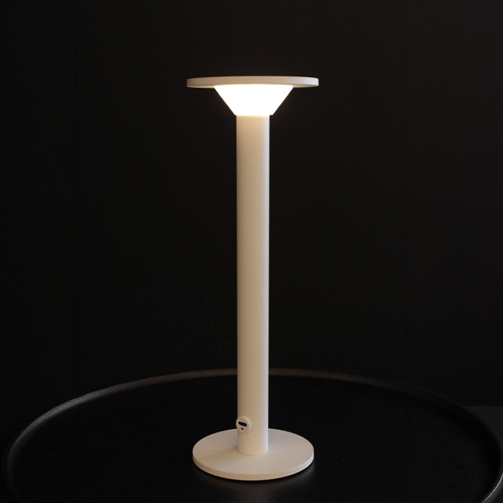Matt white contemporary style rechargeable portable table lamp