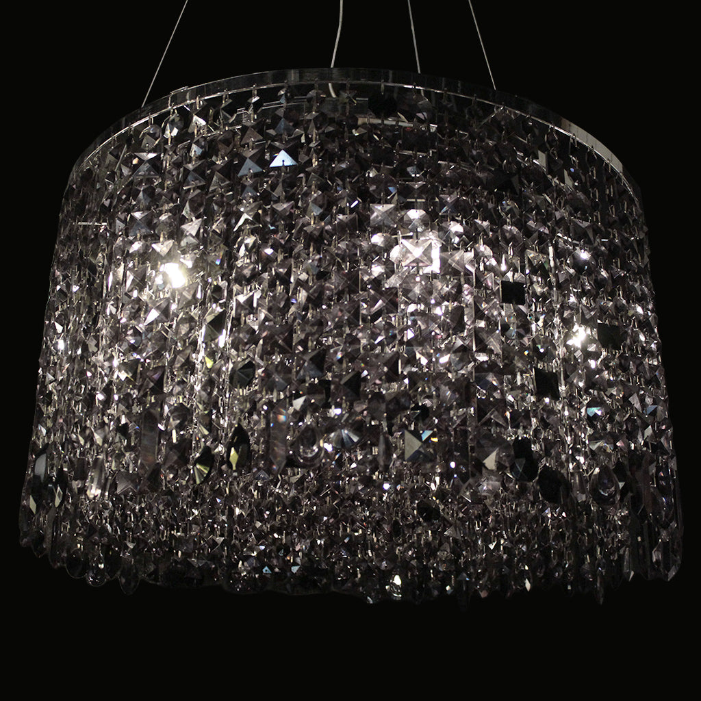 Black crystal chandelier with a black background