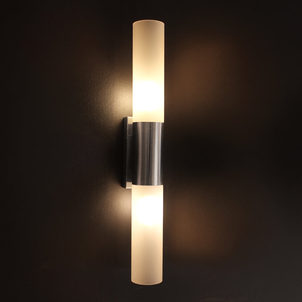 Nickel and white glass wall light