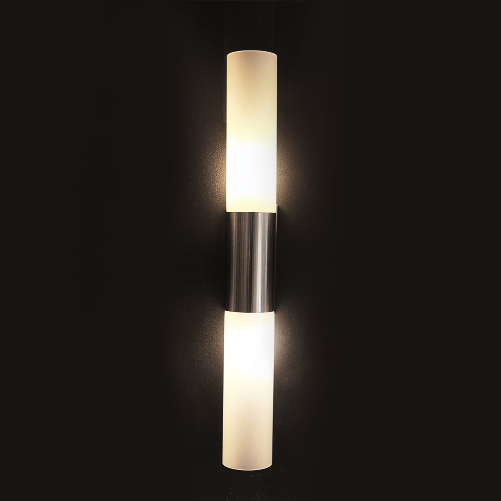 Nickel and white glass wall light