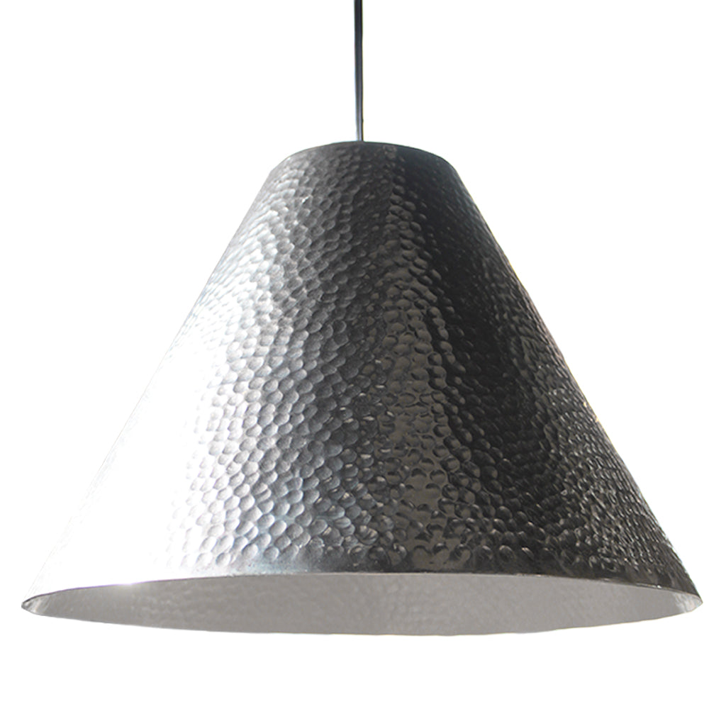 Textured pendant light on a white background