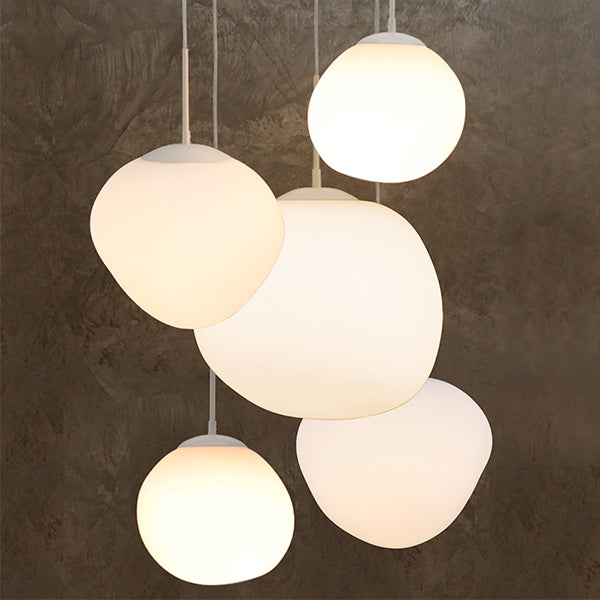 Murano Plus Smelten Cloud pendant cluster White handcast glass