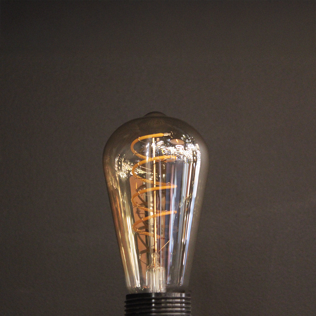 ST64 Amber Glass Spiral Filament 4W 2700K LED Dimmable E27 Light Bulb