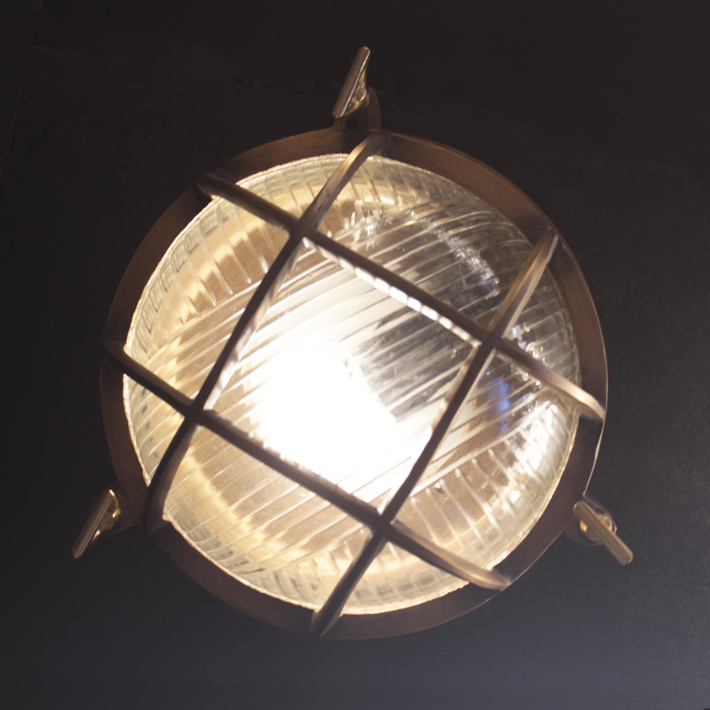 Brass round nautical wall sconce
