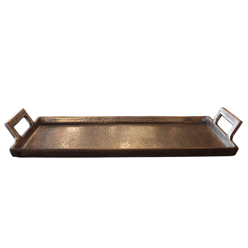 Bronze or brass tray on a white background