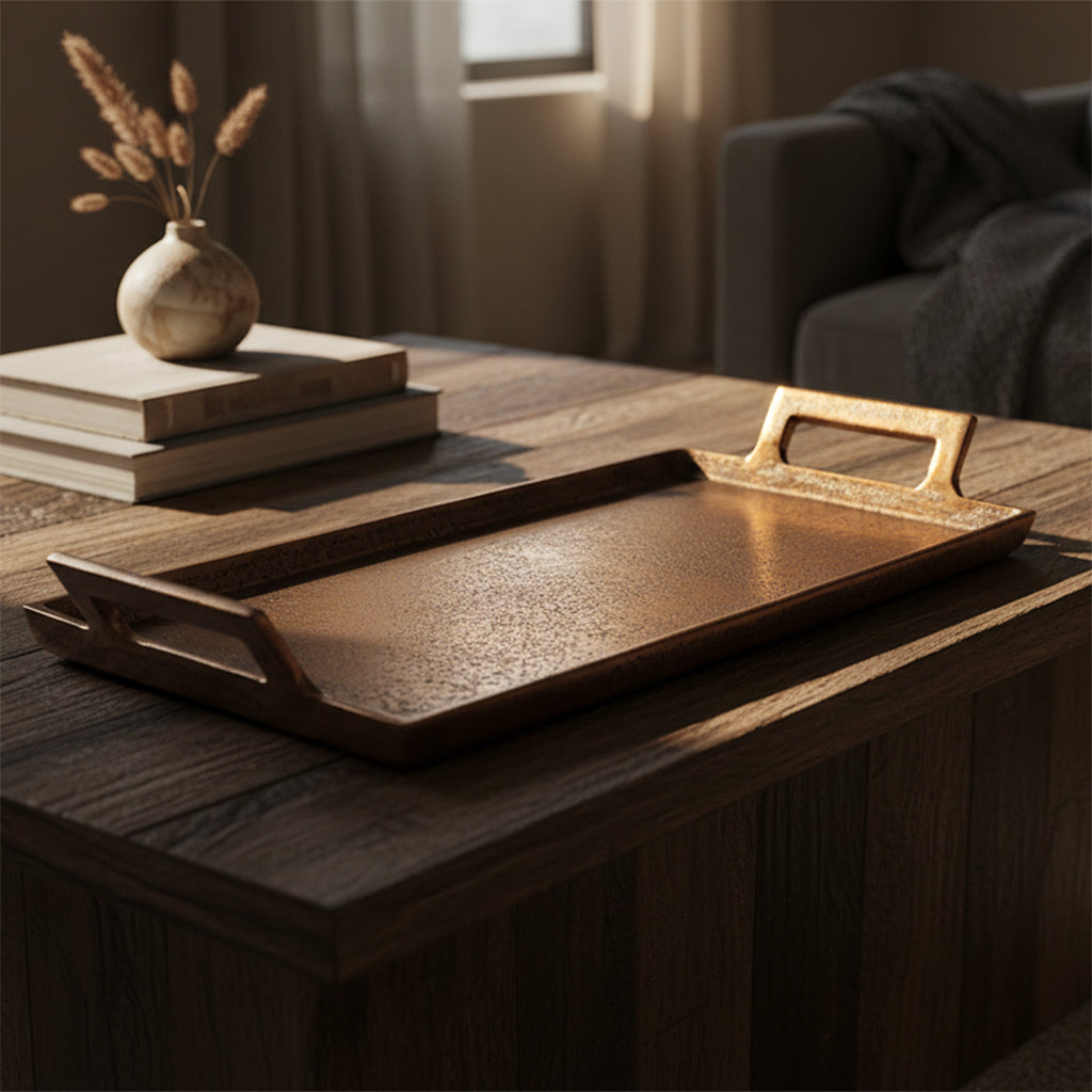Thali Rectangular Platter Brass/Bronze