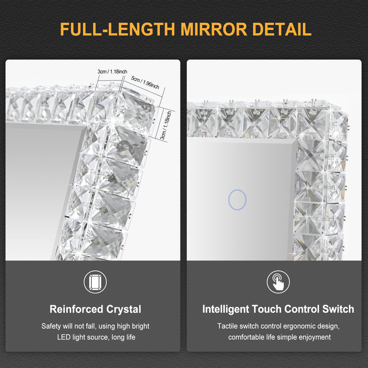 Sparkle Crystal LED Mirror Rectangle 1600 long