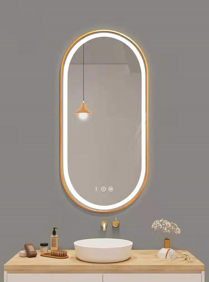 OVAL LED Mirror Long with Gold frame 500mm X 800mm