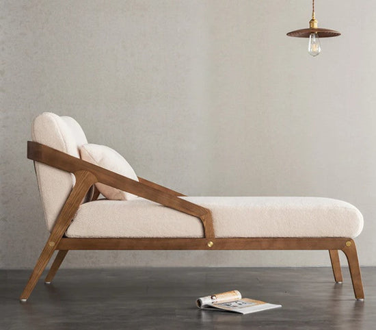 Ella Boucle Upholstered Mid-Century Chaise